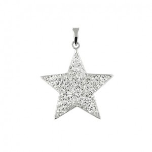Star Pendant sparkling clear CZ - Sterling silver 18" necklace included
