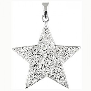 Star Pendant Sparkling Clear CZ Sterling Silver 20" Necklace