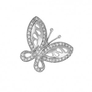Sterling silver Butterfly Pendant CZ - 18" silver snake style chain