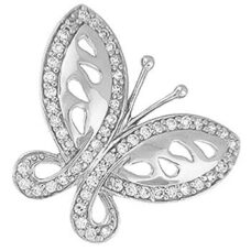 Sterling silver Butterfly Pendant CZ - 20" silver snake style chain