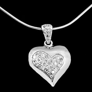 Silver Heart Pendant with CZ