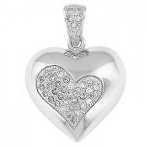Silver Heart Pendant with CZ