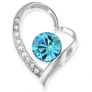 Silver Heart Pendant with Crystals
