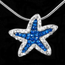 Starfish Pendant Vibrant Blue CZ Sterling Silver 20″ Chain