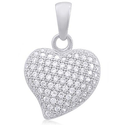Silver Heart Pendant with Micro Set Cubic Zirconia